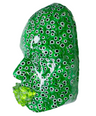 Evil Eyes Green Sculpture Art | Life Balance | 3D Face Sculpture on White Canvas | Evil Eye Home Decor | Mindfulness Wall Art - Couture Underground, LLC