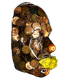 Rare Coins Face Sculpture Art | My 250 Cents | Pennies | 3D Face Sculpture on Grey Canvas | Unique Home Decor | Art with Real Coins | Housewarming Gift - Couture Underground, LLC