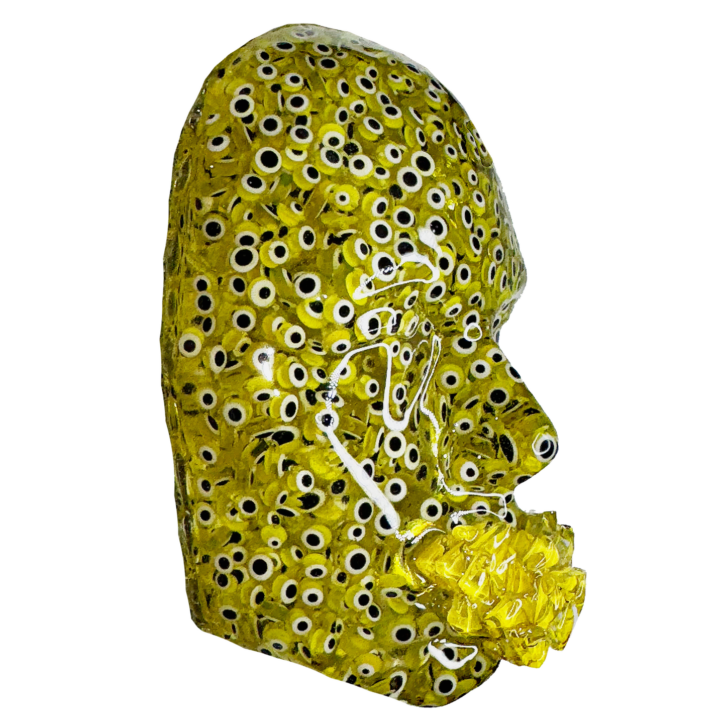 Evil Eyes Epoxy Resin Art | Modern Face Sculpture | Peace of Mind and Concentration Art | 3D Face Sculpture on Grey Canvas | Mindfulness and Meditation Art - Couture Underground, LLC