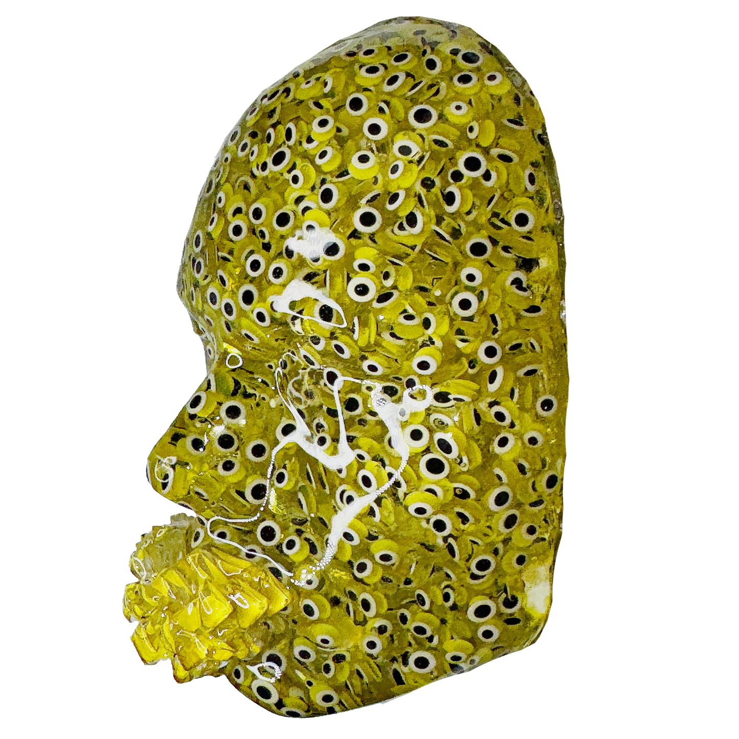 Evil Eyes Epoxy Resin Art | Modern Face Sculpture | Peace of Mind and Concentration Art | 3D Face Sculpture on Grey Canvas | Mindfulness and Meditation Art - Couture Underground, LLC
