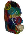 Colorful Condoms Sculpture | Plan A | Abstract Face Sculpture Wall Art | Epoxy Art | 3D Face Sculpture on Canvas | Bold Bedroom Décor | Above Bed Wall Art - Couture Underground, LLC