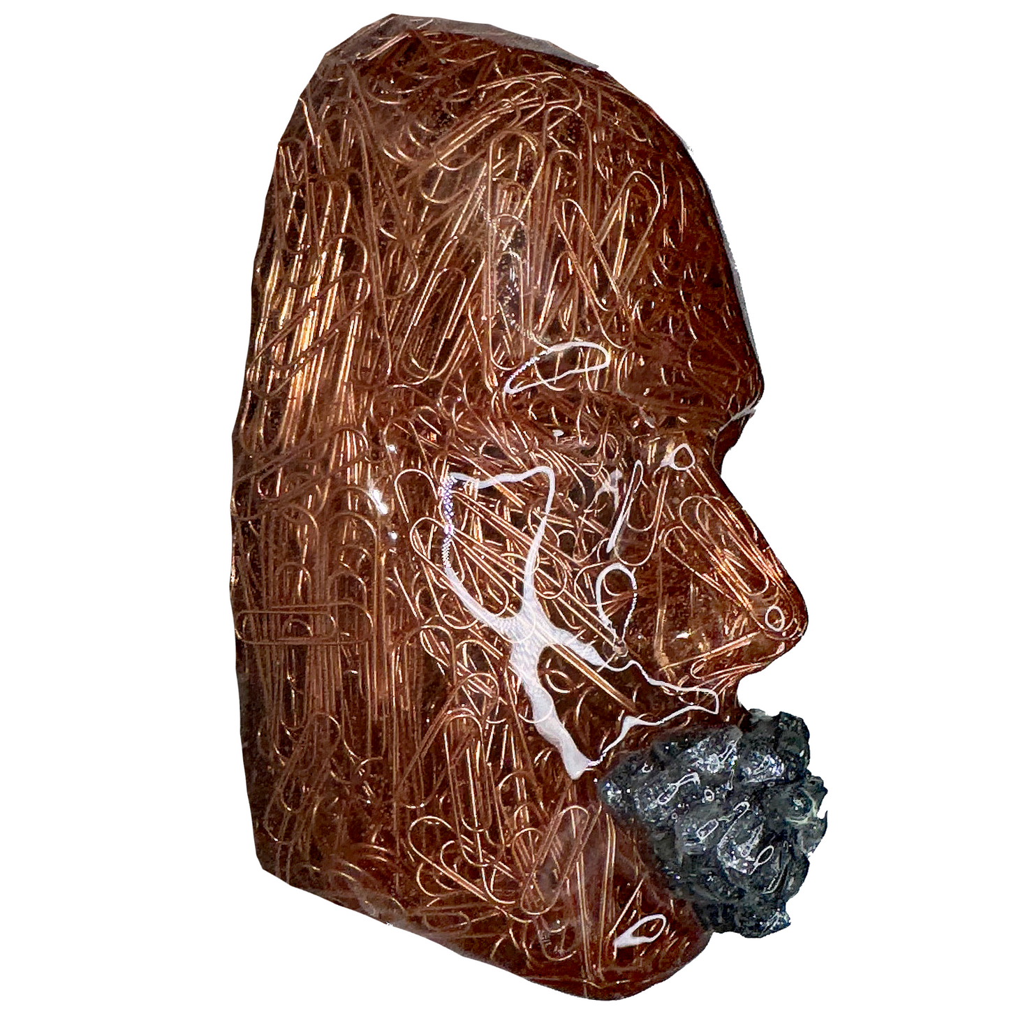 Rose Gold Paperclips Face Sculpture, The Supervisor | Modern 3D Wall Art| Epoxy Sculpture Décor | Elegant Housewarming Gift - Couture Underground, LLC