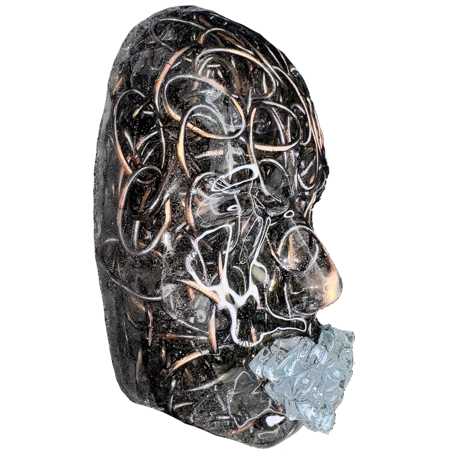 Pewter Chain Face Sculpture | The Chain Gang | Abstract Sculpture On Canvas | 3D Face Wall Sculpture Decor | Epoxy Sculpture | Housewarming Gift - Couture Underground, LLC