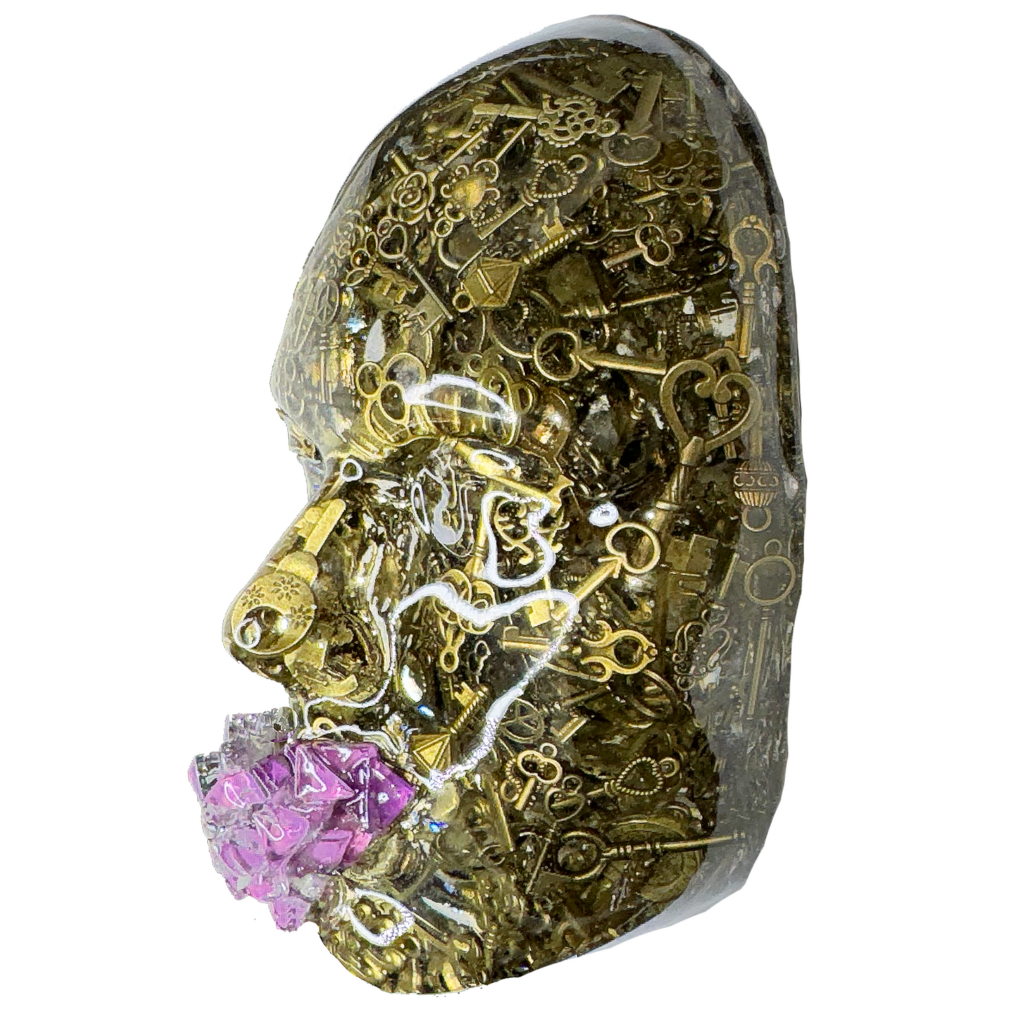 Face Sculpture Art | The Locksmith | 3D Wall Sculpture | Unique Wall Art | Housewarming Gift | Mystery and Sophistication Decor - Couture Underground, LLC