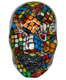 Rubiks Cube Face Sculpture | The Logistician | Mosaic Tile 3D Sculpture | Epoxy Sculpture Wall Art | Face Sculpture on White Canvas - Couture Underground, LLC