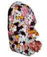 The Pharmacist | Sculpture Art | Capsules Wall Art | Medical Art | 3D Face Sculpture on Black Canvas | Meditation Decor | Health and Wellness Art - Couture Underground, LLC