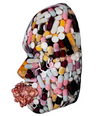 The Pharmacist | Sculpture Art | Capsules Wall Art | Medical Art | 3D Face Sculpture on Black Canvas | Meditation Decor | Health and Wellness Art - Couture Underground, LLC