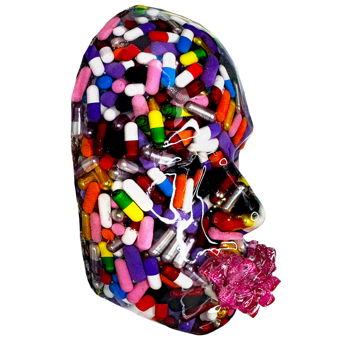 The Pusher Capsules Sculpture | Pills Sculpture Wall Art | Medical Art | Meditation Decor | 3D Face Sculpture on Grey Canvas - Couture Underground, LLC