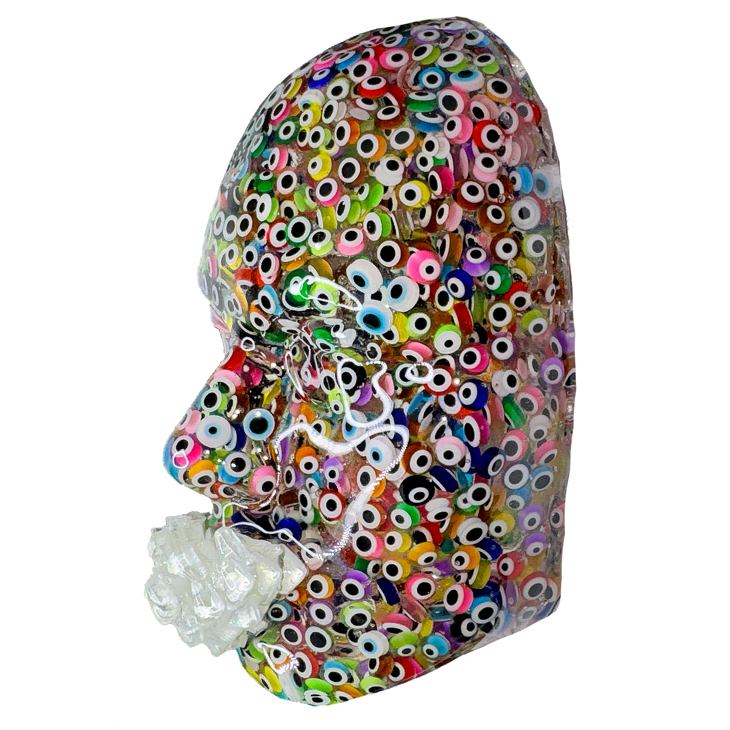 Evil Eyes Face Sculpture | The Universe Will Provide | Spiritual Art | 3D Face Sculpture on Canvas | Home Protection | Abstract Wall Sculpture - Couture Underground, LLC