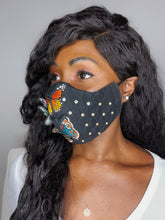 Black Face Mask, Embroidered Butterfly Rhinestone Crystal Face Mask, Adjustable Face Mask For Women, Reusable Face Mask