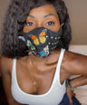 Black Face Mask, Embroidered Butterfly Rhinestone Crystal Face Mask, Adjustable Face Mask For Women, Reusable Face Mask - Couture Underground