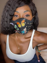 Black Face Mask, Embroidered Butterfly Rhinestone Crystal Face Mask, Adjustable Face Mask For Women, Reusable Face Mask