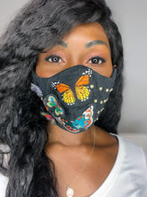 Black Face Mask, Embroidered Butterfly Rhinestone Crystal Face Mask, Adjustable Face Mask For Women, Reusable Face Mask