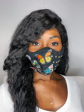 Black Face Mask, Embroidered Butterfly Rhinestone Crystal Face Mask, Adjustable Face Mask For Women, Reusable Face Mask