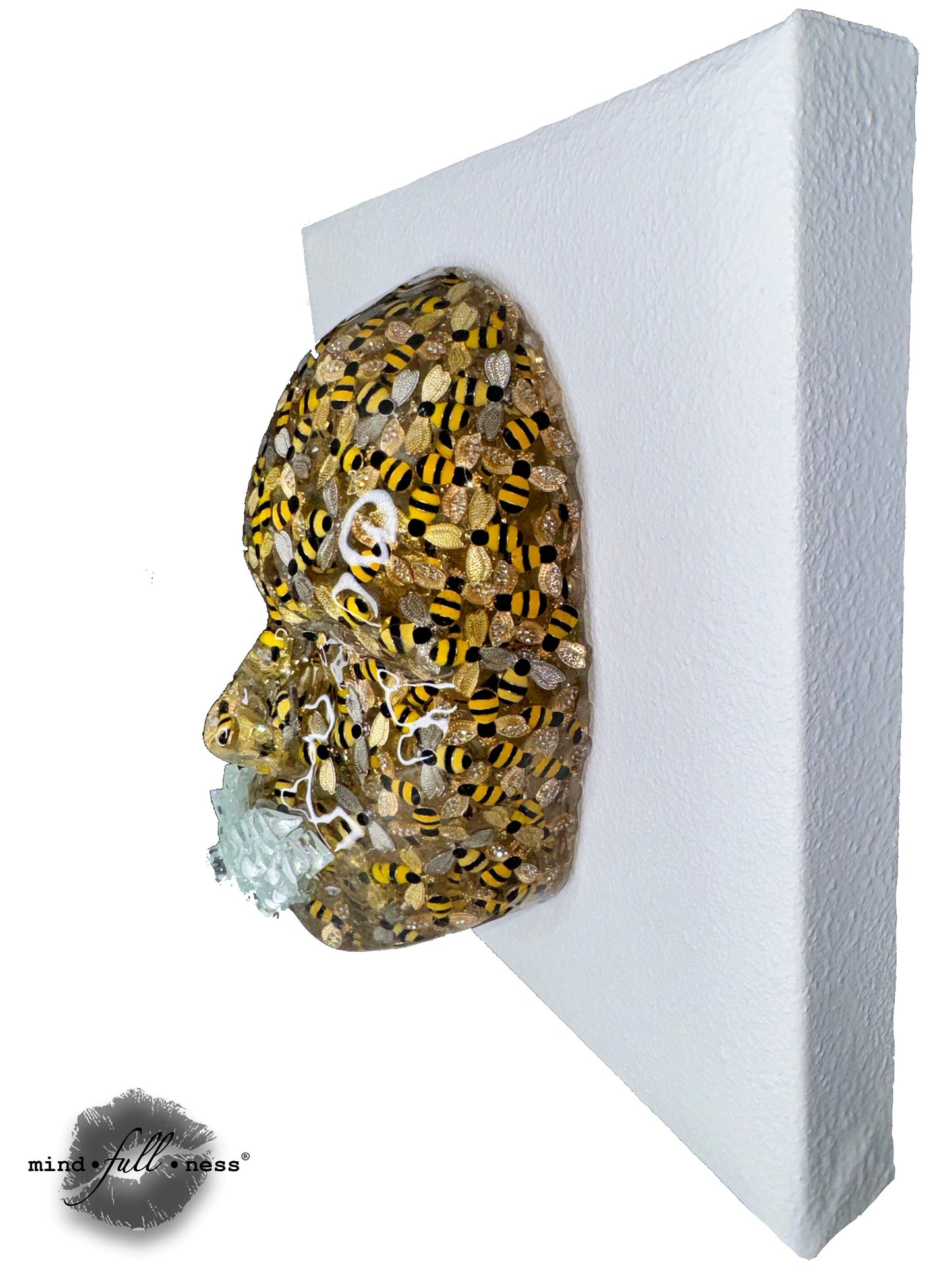 Bee-st Mode Honey Bee Wall Sculpture Art | Silver & Gold 3D Bee Face Sculpture for Bee Lovers, Nature-Inspired Home Decor - Couture Underground