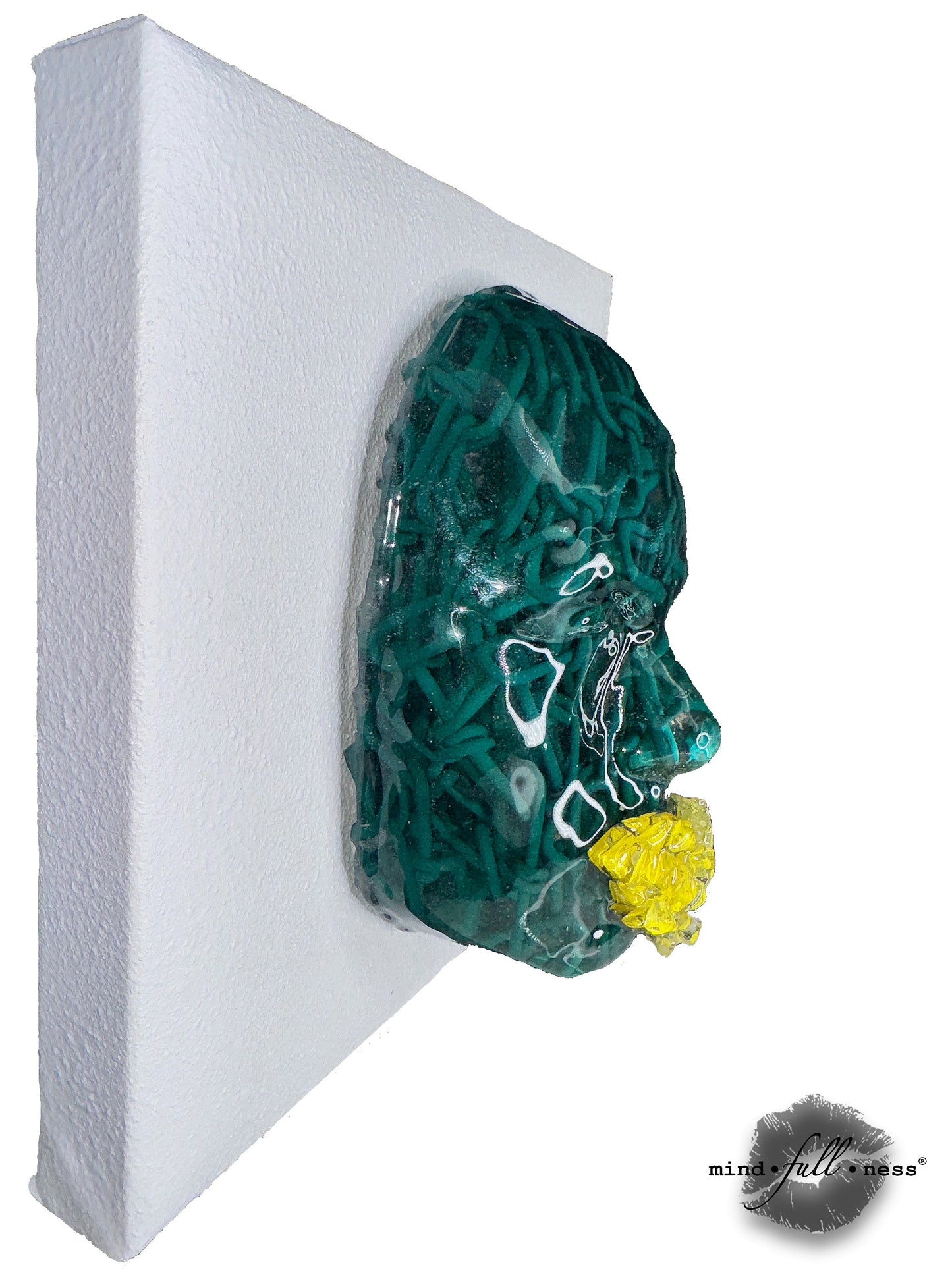 Modern Sculpture, Oppressed, Green Chain Face Sculpture Art, 3D Face Sculpture On Canvas, Abstract Sculpture Wall Decor, Housewarming Gift - Couture Underground