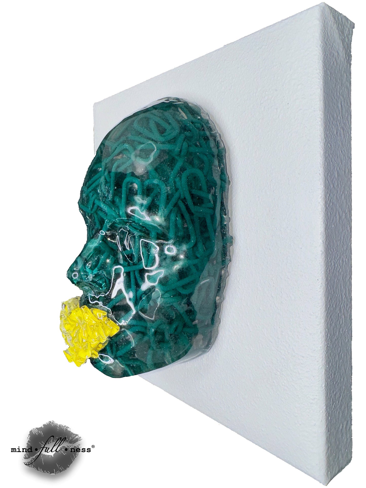 Modern Sculpture, Oppressed, Green Chain Face Sculpture Art, 3D Face Sculpture On Canvas, Abstract Sculpture Wall Decor, Housewarming Gift - Couture Underground