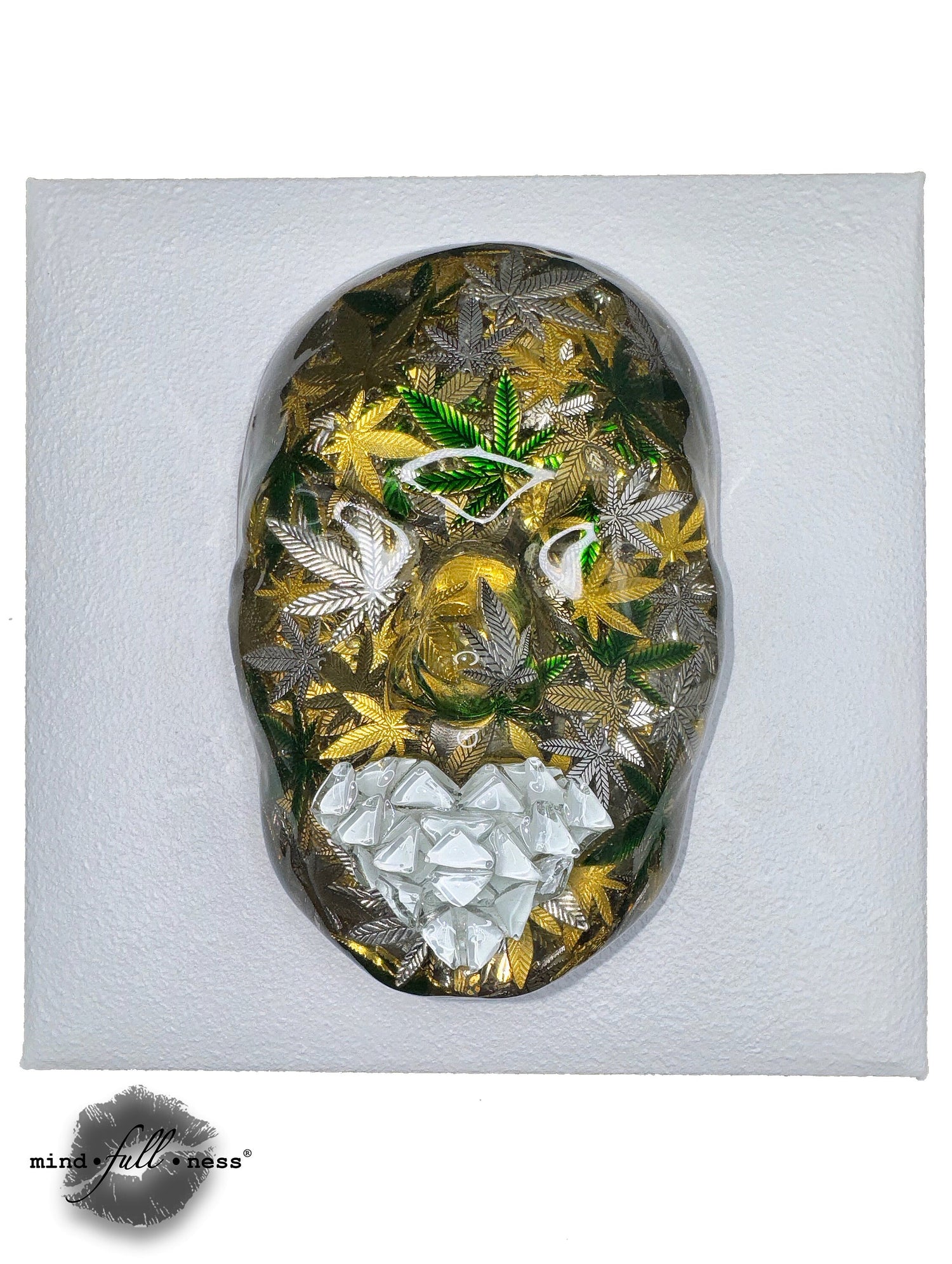 Lifted Weed Leaf Face Sculpture | Mosaic Tile 3D Nature-Inspired Art for Home & Office Decor - Couture Underground