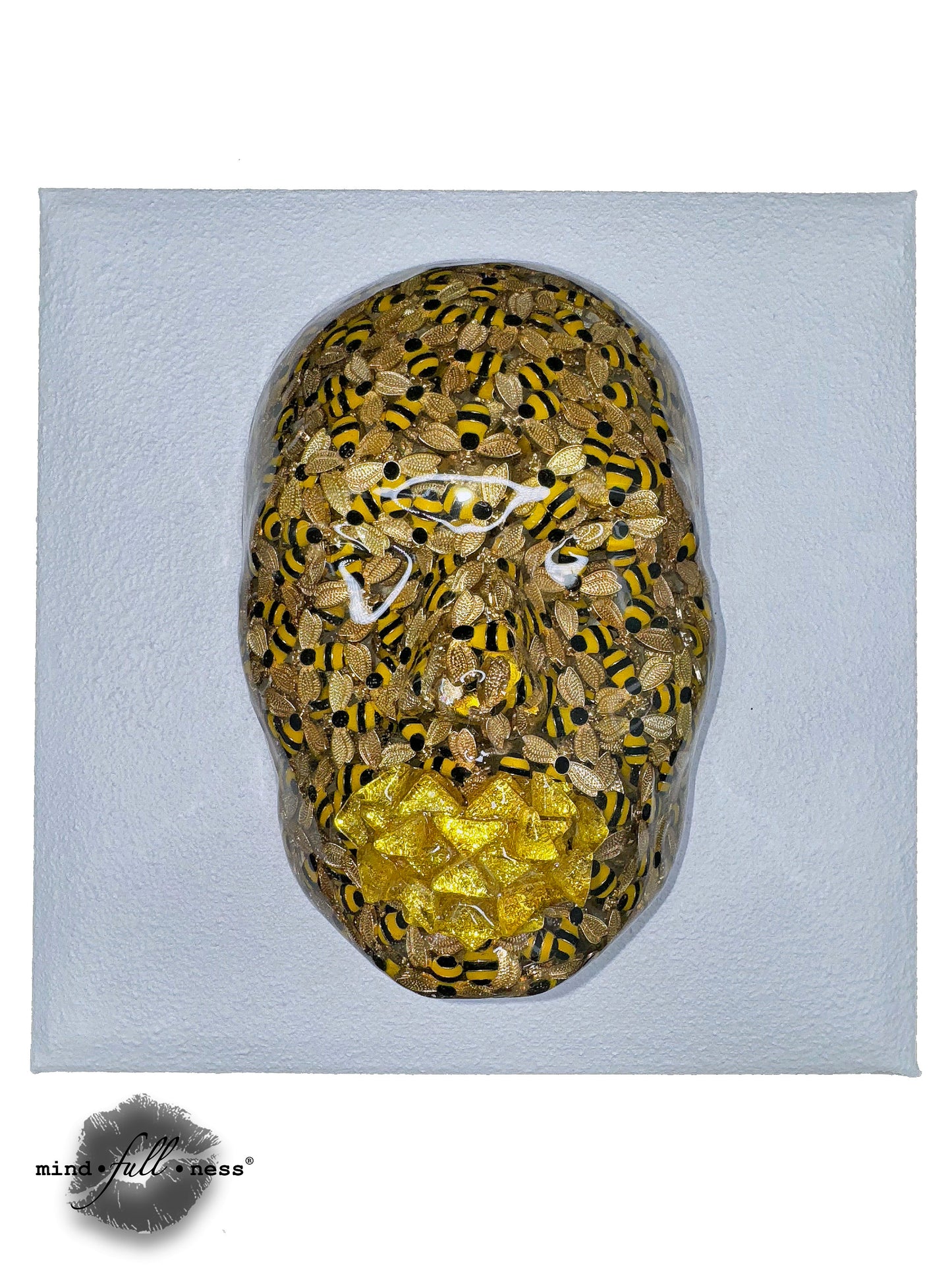 Gold Honeybee Sculpture Art - The Honey Maker | Bee Lover Decor, 3D Face Sculpture, Wall Art for Home & Office - Couture Underground