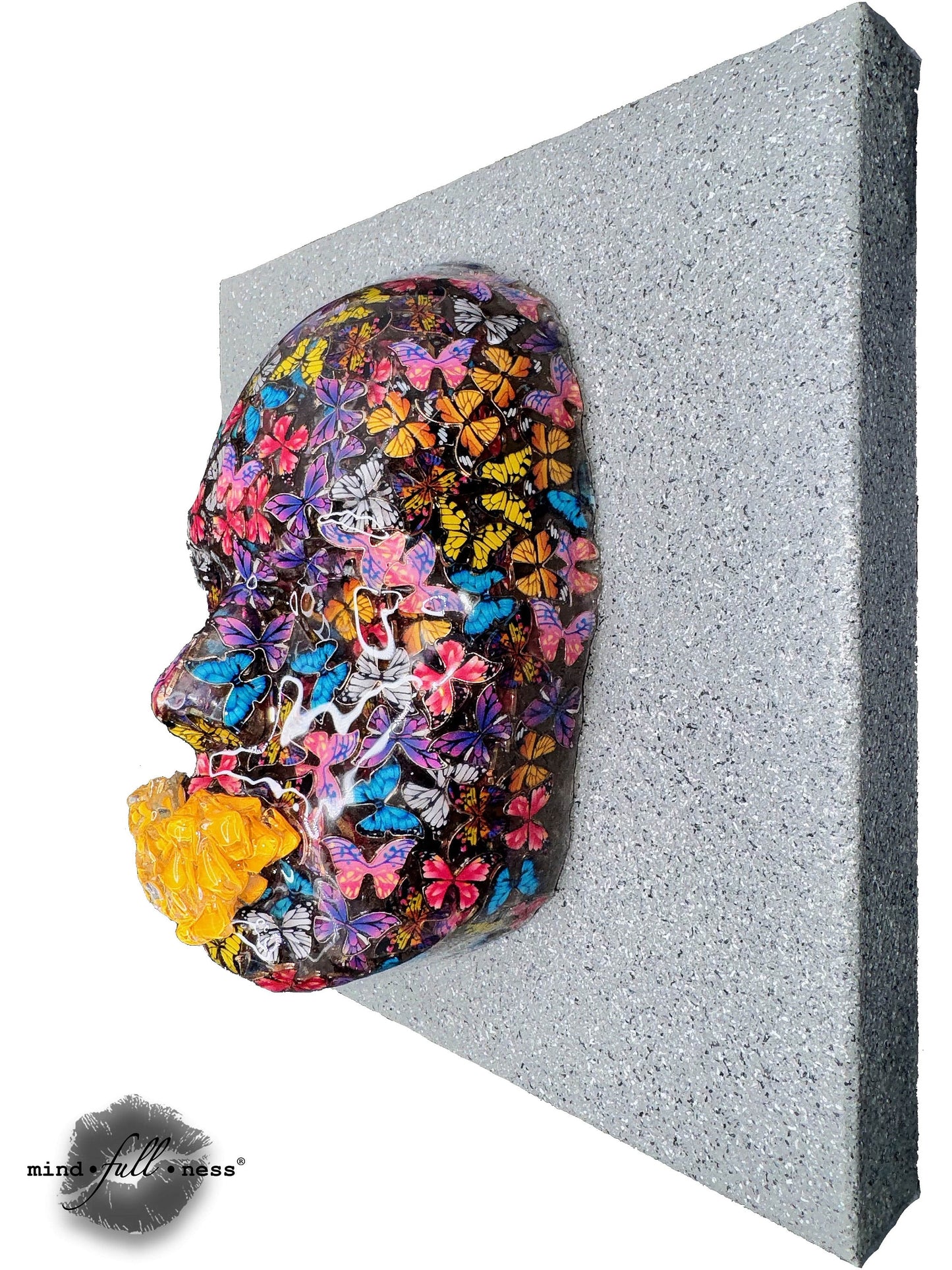 Butterfly Sculpture Art, Transmutation, Colorful Face Sculpture Wall Art, 3D Face Sculpture On Canvas, Epoxy Sculpture Aesthetic Room Decor - Couture Underground