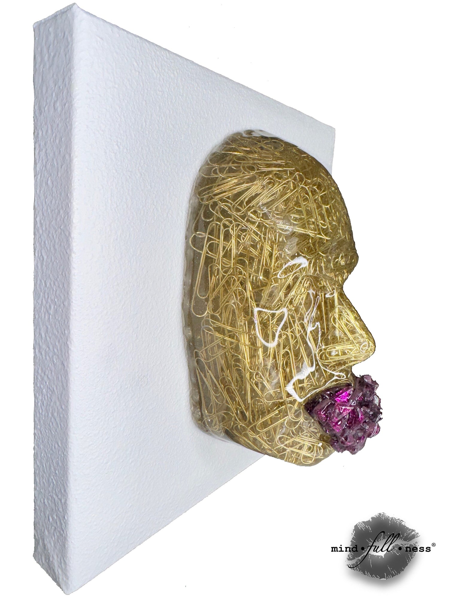 Paperclips Gold Face Sculpture Wall Art, The Executive, Aesthetic Room Decor, Modern Sculpture Decor, Epoxy Sculpture, Housewarming Gift, 3D - Couture Underground