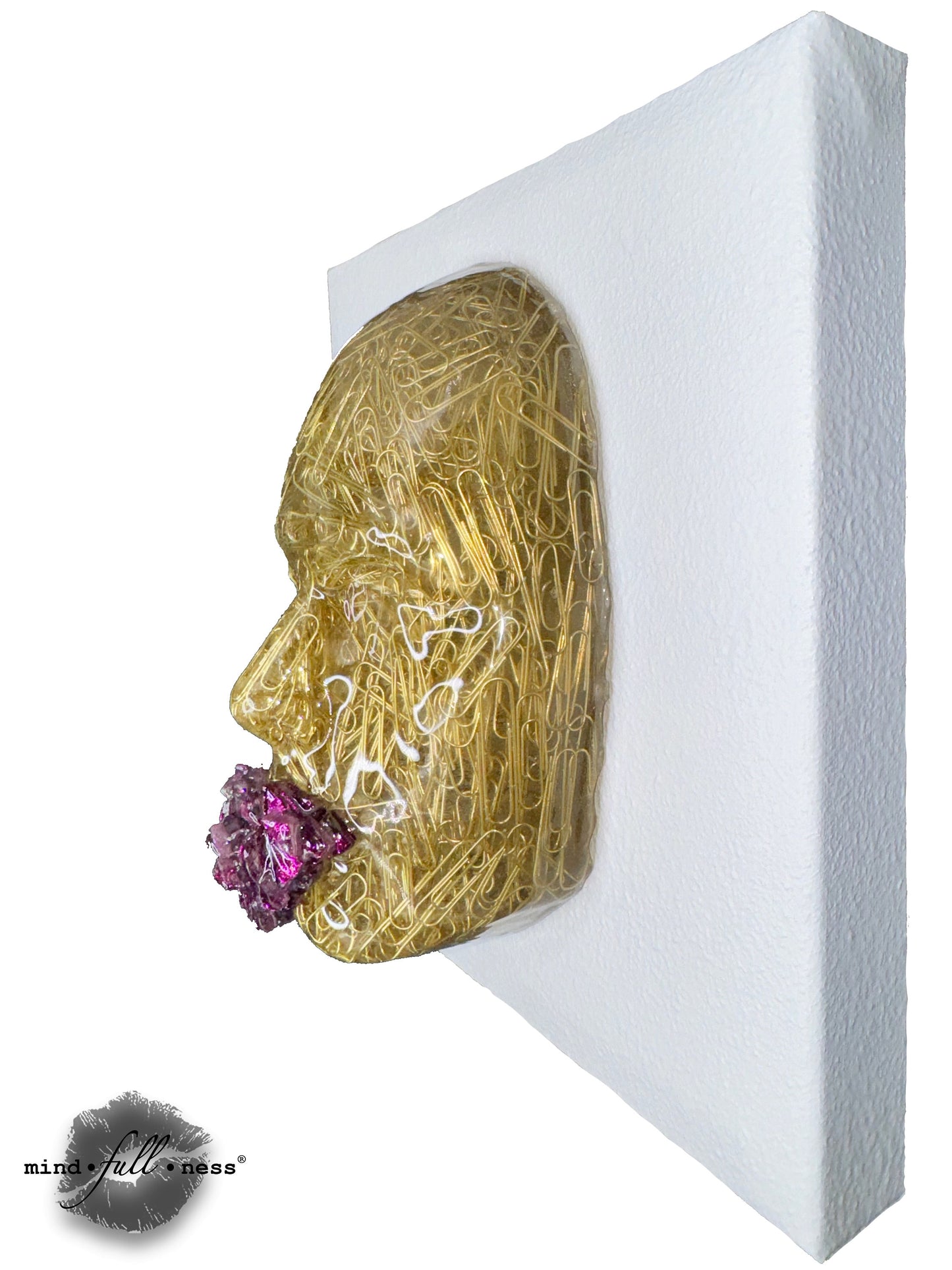 Paperclips Gold Face Sculpture Wall Art, The Executive, Aesthetic Room Decor, Modern Sculpture Decor, Epoxy Sculpture, Housewarming Gift, 3D - Couture Underground