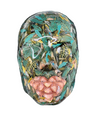 The Patina'd Dreamer | Green Leaves Face Sculpture | Handmade Epoxy Art for Wall with Feathers, Nature-Inspired Home Décor - Couture Underground