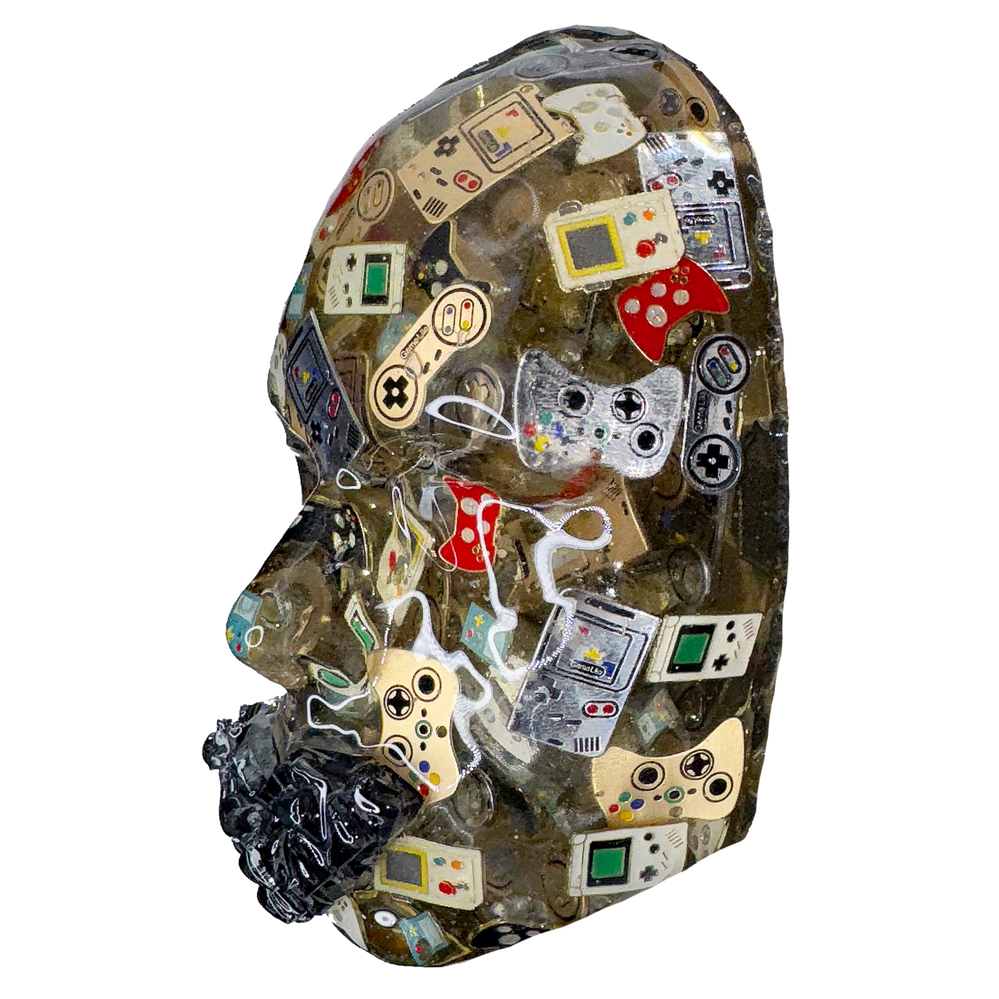 The Consoler - Multi-Colored Metal Video Game Sculpture | Abstract Face Wall Art | Gaming Room Decor - Couture Underground, LLC