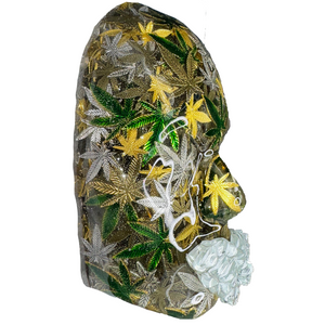 Lifted Weed Leaf Face Sculpture | Mosaic Tile 3D Nature-Inspired Art for Home & Office Decor - Couture Underground